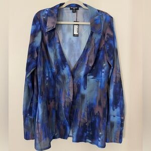 PrettyLittleThing Blue and Purple Button Down Shirt